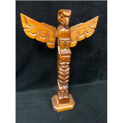 20" NATIVE ART TOTEM POLE (MADE BY ERNIE HENDERSON, CAMPBELL RIVER BC)