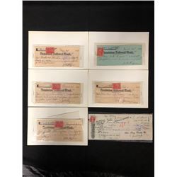 VINTAGE DOMINION NATIONAL BANK USED CHEQUES W/ 2 CENT CANADIAN STAMPS