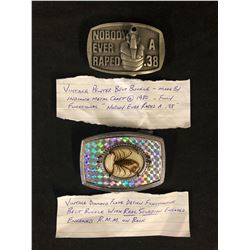 VINTAGE BELT BUCKLE LOT (PEWTER BELT BUCKLE/ REAL SCORPION ENCASED BUCKLE)