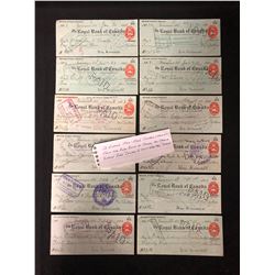 1920-24 ROYAL BANK OF CANADA CASHED CHEQUES W/ RARE 2 CENT CANADIAN WAR TAX STAMP