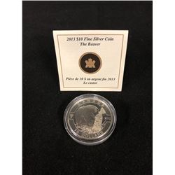 2013 $10 FINE SILVER COIN "THE BEAVER"
