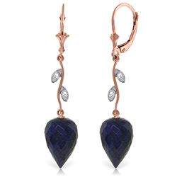 Genuine 25.72 ctw Sapphire & Diamond Earrings Jewelry 14KT Rose Gold - REF-53K4V