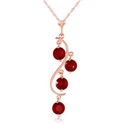 Genuine 2 ctw Ruby Necklace Jewelry 14KT Rose Gold - REF-36A9K