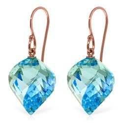 Genuine 27.8 ctw Blue Topaz Earrings Jewelry 14KT Rose Gold - REF-67H5X