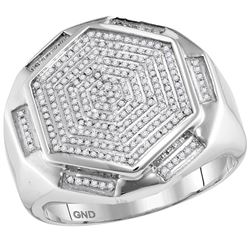 0.47 CTW Mens Diamond Hexagon Cluster Ring 10KT White Gold - REF-75K2W
