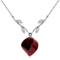 Genuine 15.27 ctw Ruby & Diamond Necklace Jewelry 14KT White Gold - REF-46A7K