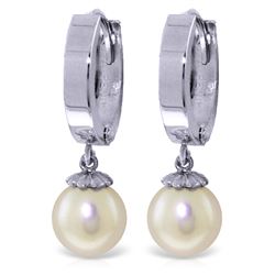 Genuine 4 ctw Pearl Earrings Jewelry 14KT White Gold - REF-22K5V