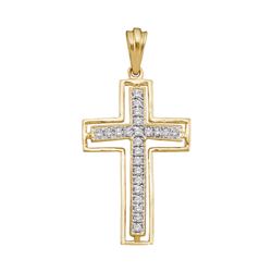 0.26 CTW Diamond Cross Pendant 10KT Yellow Gold - REF-14N9F