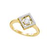 Image 1 : 0.19 CTW Diamond Solitaire Diagonal Square Ring 14KT Yellow Gold - REF-38Y9X