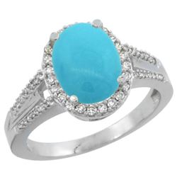 Natural 2.72 ctw turquoise & Diamond Engagement Ring 14K White Gold - REF-61N3G