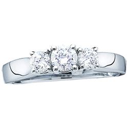 1 CTW Diamond 3-stone Bridal Engagement Ring 14KT White Gold - REF-134Y9X