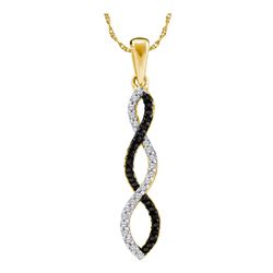 0.12 CTW Black Color Diamond Infinity Pendant 14KT Yellow Gold - REF-14K9W