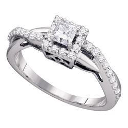 0.50 CTW Princess Diamond Princess Bridal Engagement Ring 14KT White Gold - REF-75M2H