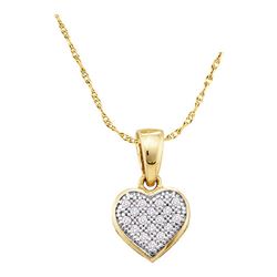 0.05 CTW Diamond Simple Heart Love Cluster Pendant 10KT Yellow Gold - REF-6Y2X