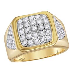 2.3 CTW Mens Diamond Square Cluster Ring 14KT Yellow Gold - REF-167N9F