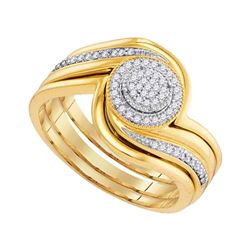 0.15 CTW Diamond Cluster Bridal Engagement Ring 10KT Yellow Gold - REF-31K4W