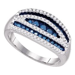 0.70 CTW Blue Color Diamond Cocktail Ring 10KT White Gold - REF-44N9F