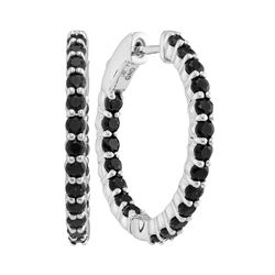 2.5 CTW Black Sapphire In/Out In Out Hoop Earrings 14KT White Gold - REF-57N2F
