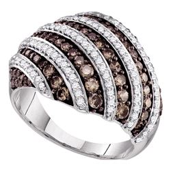 1.33 CTW Brown Color Diamond Fashion Ring 10KT White Gold - REF-75M2H