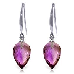 Genuine 19.1 ctw Amethyst & Diamond Earrings Jewelry 14KT White Gold - REF-41T3A