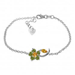 Genuine 0.87 ctw Citrine & Peridot Bracelet Jewelry 14KT White Gold - REF-50Z5N