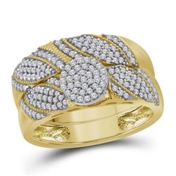 0.40 CTW Diamond Cluster Bridal Engagement Ring 10KT Yellow Gold - REF-44Y9X