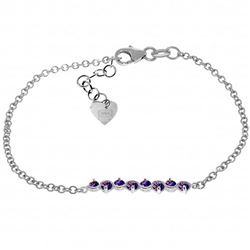 Genuine 1.55 ctw Amethyst Bracelet Jewelry 14KT White Gold - REF-55A3K
