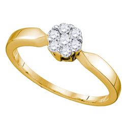 0.25 CTW Flower Cluster Diamond Bridal Wedding Engagement Ring 10KT Yellow Gold - REF-22Y4X
