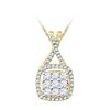 Image 1 : 0.50 CTW Diamond Square Cluster Pendant 10KT Yellow Gold - REF-36M2H