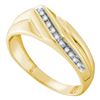 Image 1 : 0.13 CTW Mens Diamond Diagonal Single Row Wedding Ring 10KT Yellow Gold - REF-24M2H