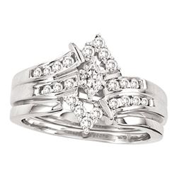 0.50 CTW Marquise Diamond Bridal Engagement Ring 14KT White Gold - REF-59H9M