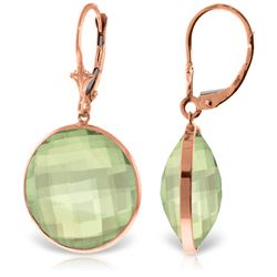 Genuine 36 ctw Green Amethyst Earrings Jewelry 14KT Rose Gold - REF-80Z4N