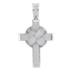 1.8 CTW Mens Diamond Bound Roman Cross Charm Pendant 10KT White Gold - REF-187F4N