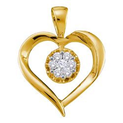 0.25 CTW Diamond Heart Love Cluster Pendant 14KT Yellow Gold - REF-41F9N