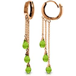 Genuine 4.8 ctw Peridot Earrings Jewelry 14KT Rose Gold - REF-64R4P