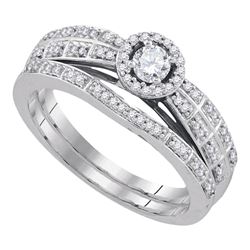 0.33 CTW Diamond Halo Bridal Engagement Ring 10KT White Gold - REF-50K9W