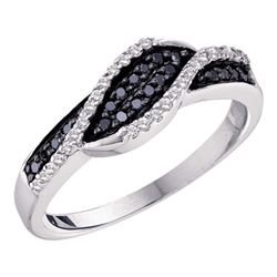 0.25 CTW Black Color Diamond Crossover Ring 14KT White Gold - REF-30W2K