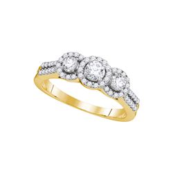 0.75 CTW Diamond 3-stone Bridal Engagement Ring 14k Yellow Gold - REF-87W2K