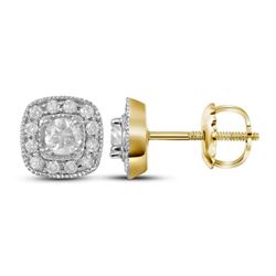 0.37 CTW Diamond Solitaire Square Earrings 14KT Yellow Gold - REF-41Y9X
