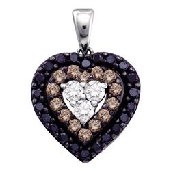 0.50 CTW Black Color Diamond Heart Love Pendant 14KT White Gold - REF-32H9M