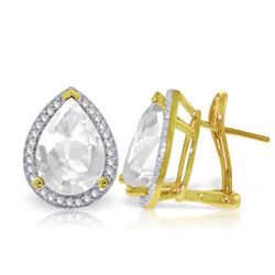 Genuine 11.22 ctw White Topaz & Diamond Earrings Jewelry 14KT Yellow Gold - REF-123M4T