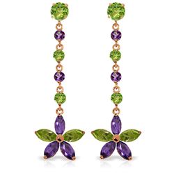 Genuine 4.8 ctw Peridot & Amethyst Earrings Jewelry 14KT Rose Gold - REF-56F8Z