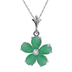 Genuine 2.22 ctw Emerald & Diamond Necklace Jewelry 14KT Rose Gold - REF-40H7X