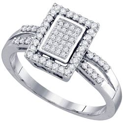 0.30 CTW Diamond Rectangle Cluster Ring 10KT White Gold - REF-34F4N
