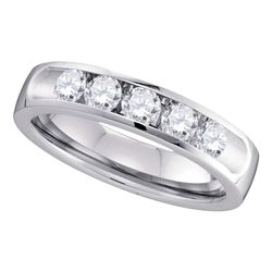 0.78 CTW Diamond Single Row Wedding Ring 14KT White Gold - REF-89X9Y