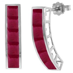 Genuine 5 ctw Ruby Earrings Jewelry 14KT White Gold - REF-51Z8N