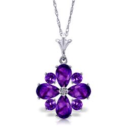 Genuine 2.43 ctw Amethyst Necklace Jewelry 14KT White Gold - REF-29H7X