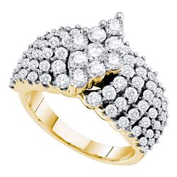 2 CTW Pave-set Diamond Oval-shape Cluster Ring 14KT Yellow Gold - REF-217W4K
