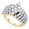 Image 1 : 2 CTW Pave-set Diamond Oval-shape Cluster Ring 14KT Yellow Gold - REF-217W4K