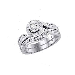 0.75 CTW Diamond Swirl Bridal Engagement Ring 14KT White Gold - REF-97K4W